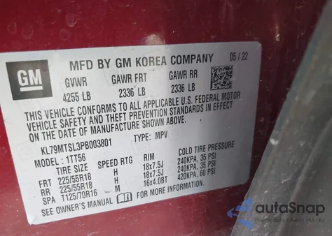 2023 Chevrolet Trailblazer Fwd Rs из США, поврежденный, VIN KL79MTSL3PB003801